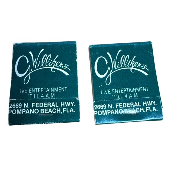 Pompano Beach Florida G Willikers Matchbook FL Ephemera Vintage Unstruck Matches - Picture 1 of 5